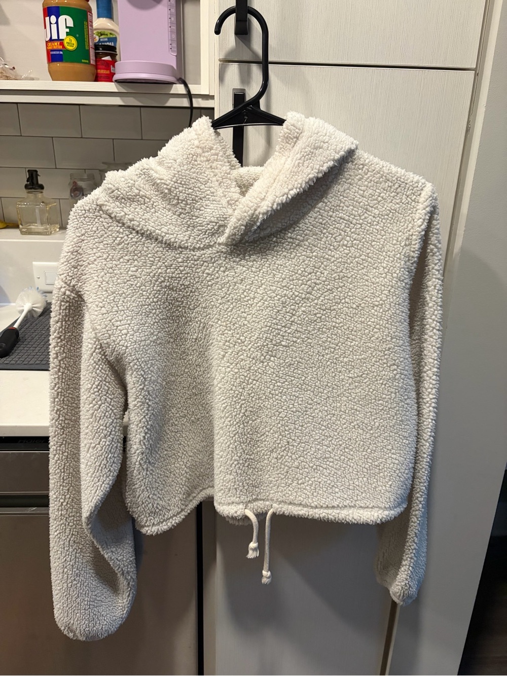 M Ivory Sherpa Hoodie - Picture 1 of 2